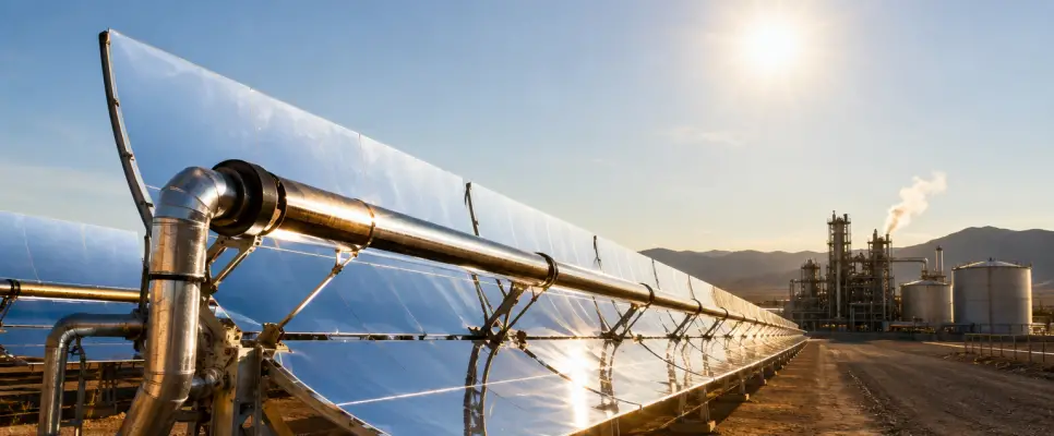 Parabolische Trinnsammler: Die Energie der Sonne konzentriert sich in einer Linie