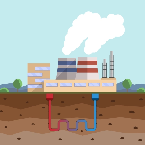 Esquema de una planta geotérmica